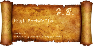 Higl Borbála névjegykártya